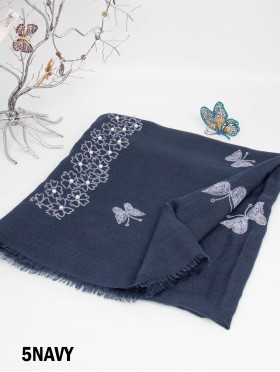 Butterflies & Pearls Stitch Print Fashion Scarf